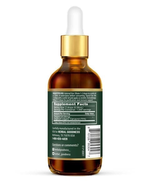 Oil of Oregano (75% Carvacrol) - 2oz Liquid - Immunity Liquid Extract Herbal Goodness 