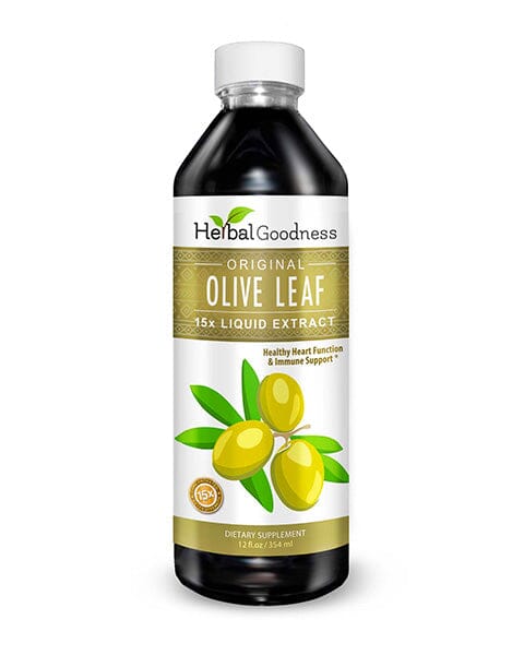 Olive Leaf Extract Liquid - 15X Strength - Healthy Heart Function & Immune Support - Herbal Goodness Liquid Extract Herbal Goodness 12 oz 