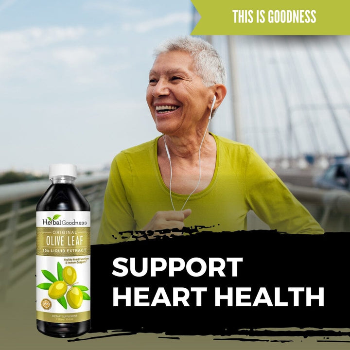 Olive Leaf Extract Liquid - 15X Strength - Healthy Heart Function & Immune Support - Herbal Goodness Liquid Extract Herbal Goodness 