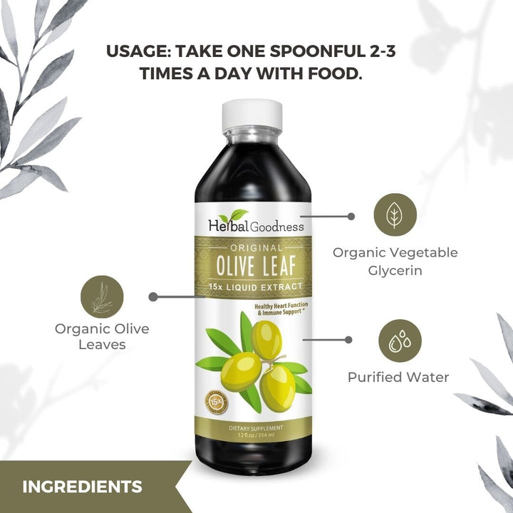 Olive Leaf Extract Liquid - 15X Strength - Herbal Goodness Liquid Extract Herbal Goodness 