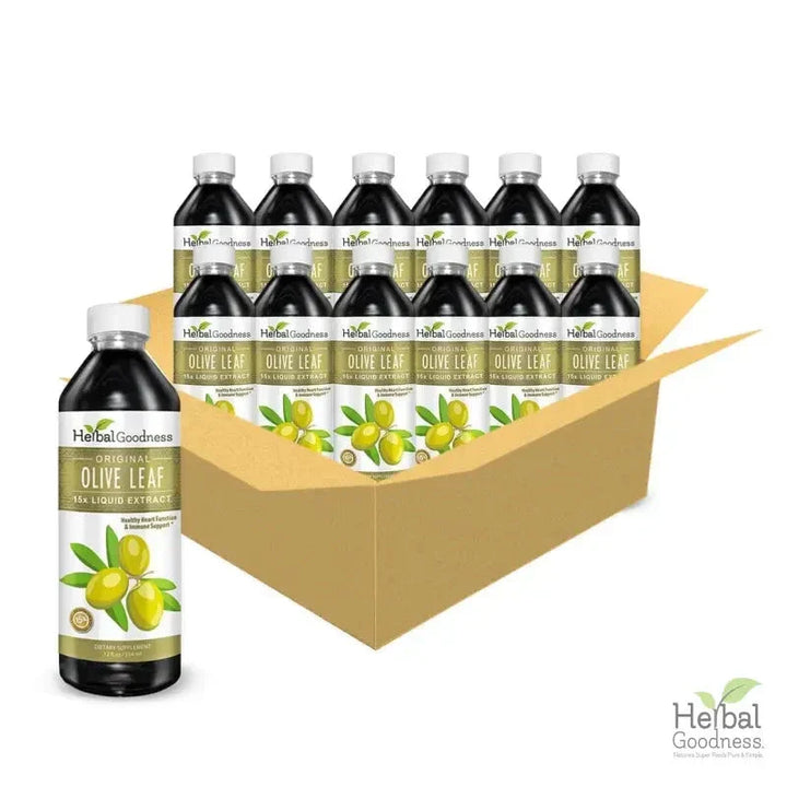 Olive Leaf - Organic 1oz 15X Liquid Extract - Immunity & Performance Liquid Extract Herbal Goodness 12oz Case(12) 