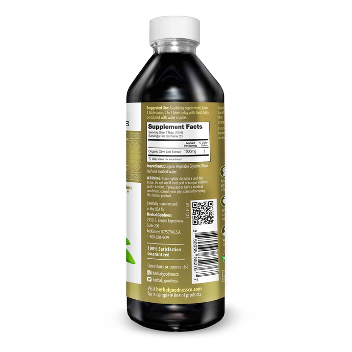 Olive Leaf - Organic 1oz 15X Liquid Extract - Immunity & Performance Liquid Extract Herbal Goodness 
