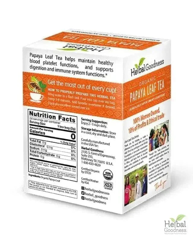 Papaya Leaf Tea - Organic 24/2g Tea Bags Tea & Infusions Herbal Goodness 