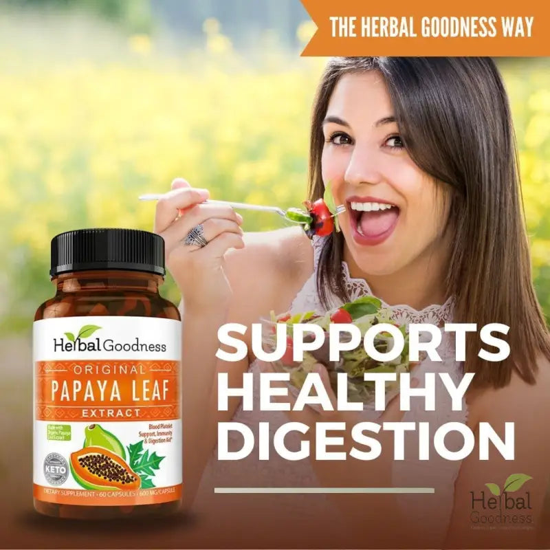 Papaya Leaf Extract 10X - 600mg Capsule - Platelet & Digestive Aid Capsules Herbal Goodness 