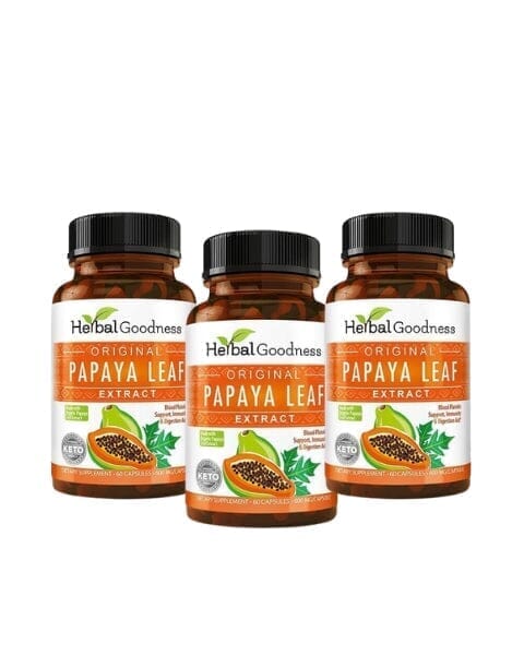 Papaya Leaf Extract 10X - 600mg Capsule - Platelet & Digestive Aid Capsules Herbal Goodness 3 Units 
