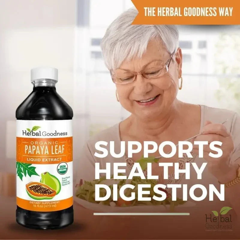 Papaya Leaf Extract 16oz – Organic 15X Liquid Papaya Leaf Herbal Supplement Liquid Extract Herbal Goodness 