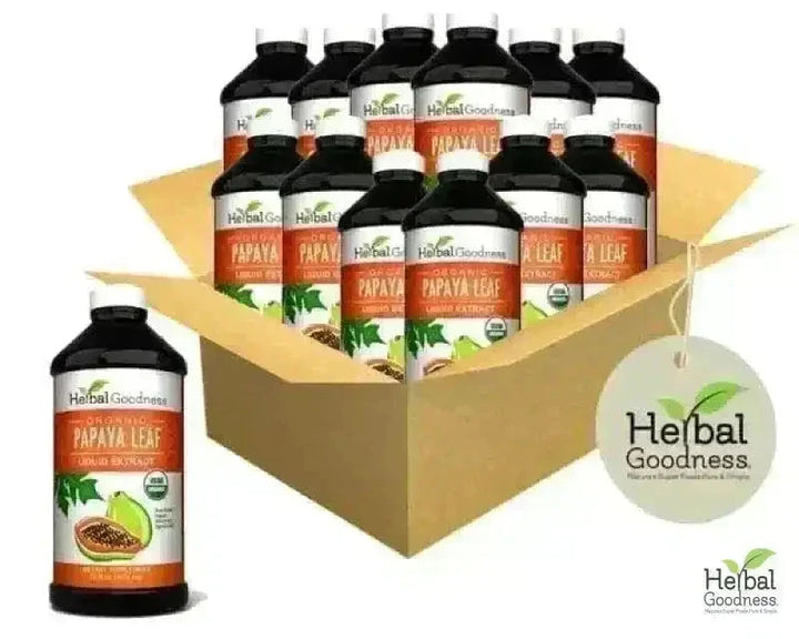 Papaya Leaf Extract 16oz – Organic 15X Liquid Papaya Leaf Herbal Supplement Liquid Extract Herbal Goodness 16 oz Case(12) 