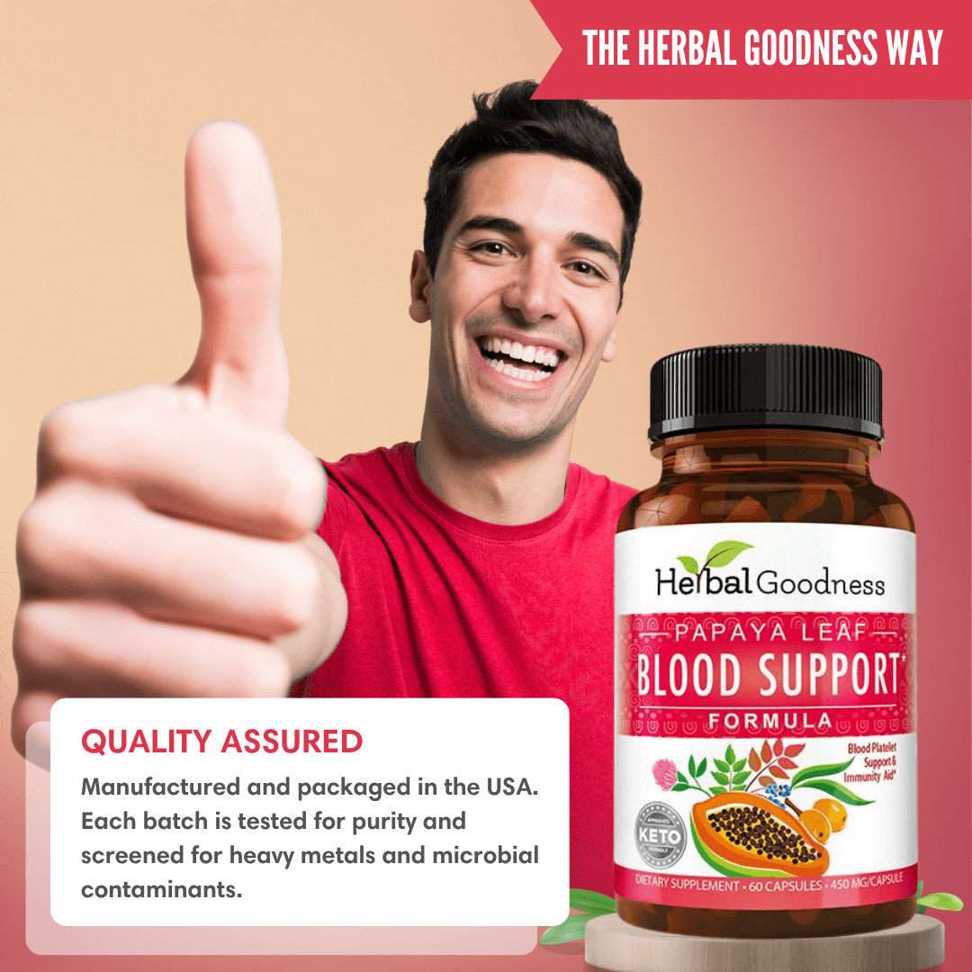 Papaya Leaf Extract Blood Support - 450mg/60 Capsules Capsules Herbal Goodness 