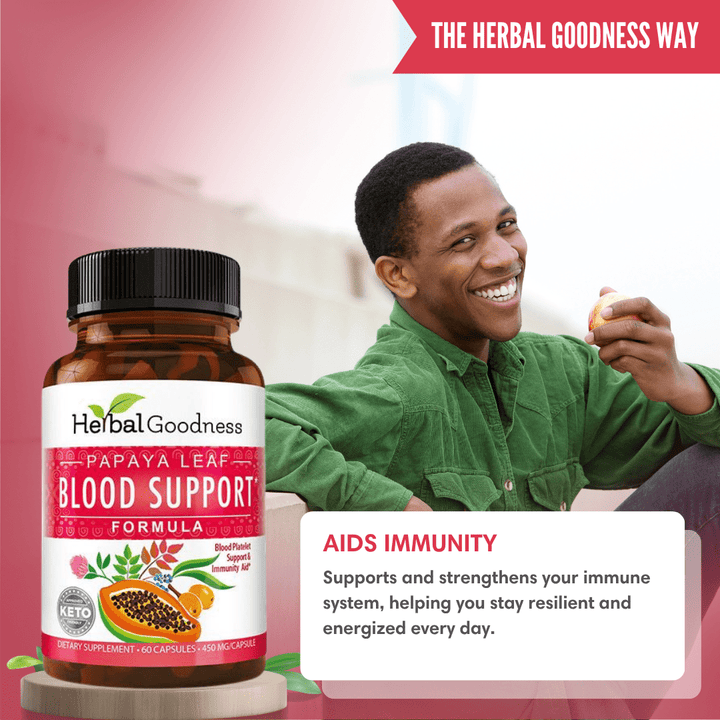 Papaya Leaf Extract Blood Support - 450mg/60 Capsules Capsules Herbal Goodness 