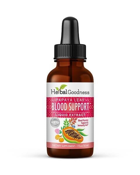 Papaya Leaf Extract Blood Support - Liquid 12oz - Healthy Platelets - Herbal Goodness Liquid Extract Herbal Goodness 1oz 