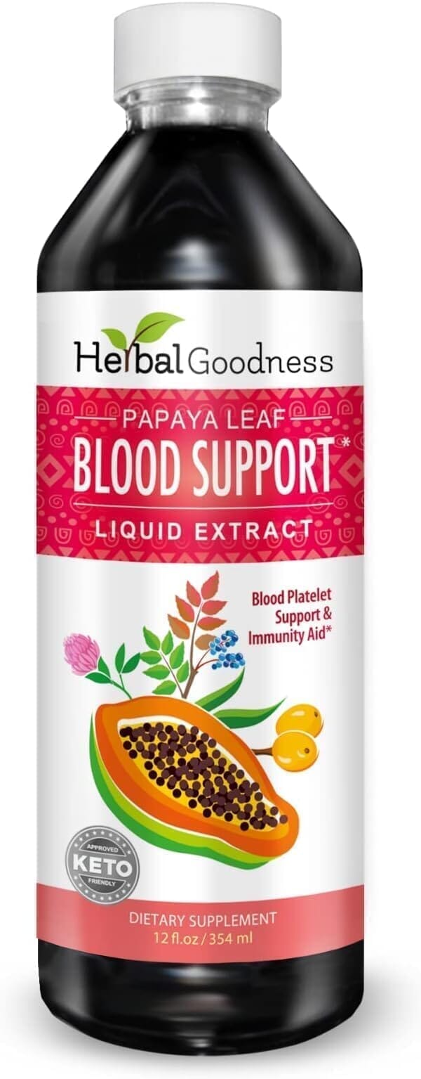 Papaya Leaf Extract Blood Support - Liquid Tincture - Healthy Blood Platelets - Herbal Goodness Liquid Extract Herbal Goodness 12oz 