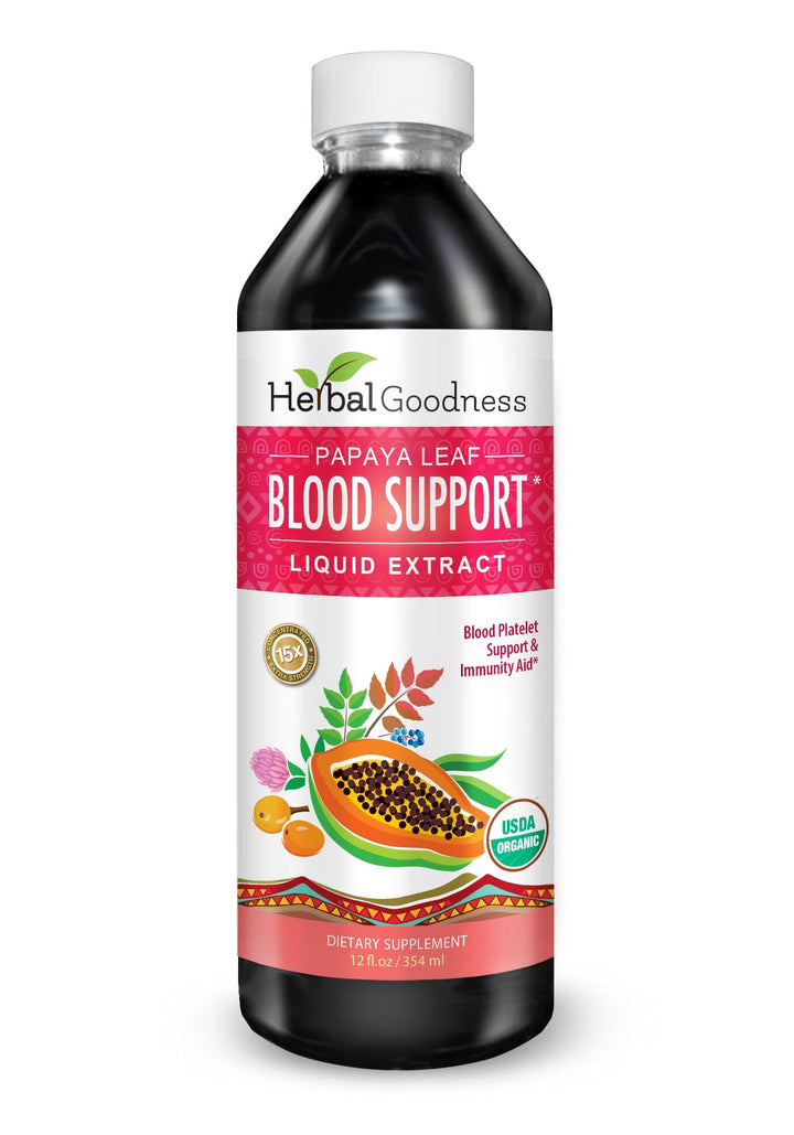 Papaya Leaf Extract Blood Support - Liquid Tincture Liquid Extract Herbal Goodness 12oz 