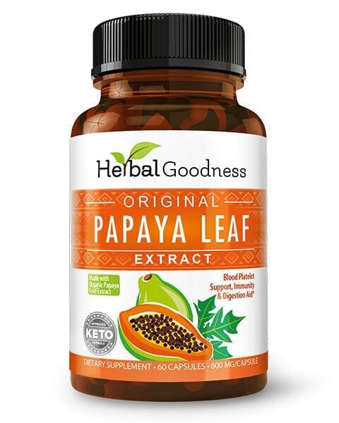 Papaya Leaf Extract - Capsules 600mg - 10X Strength - Boost Platelets, Digestion & Immunity - Herbal Goodness Capsules Herbal Goodness 