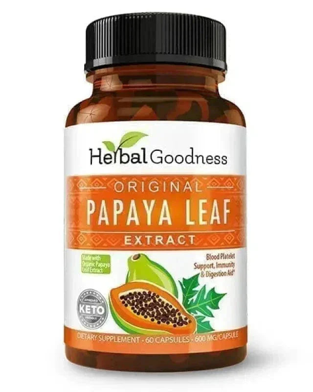 Papaya Leaf Extract - Capsules 600mg - 10X Strength - Herbal Goodness Capsules Herbal Goodness 
