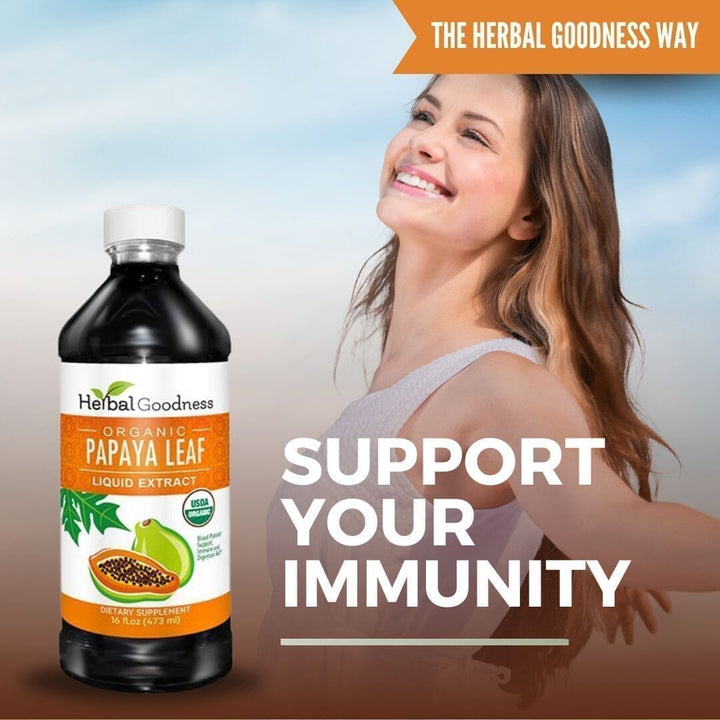 Papaya Leaf Extract - - Organic 16oz 15X Liquid Extract Liquid Extract Herbal Goodness 