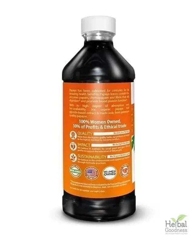 Papaya Leaf Extract - Organic - Liquid - 16oz - Platelets, Digestion & Immunity - Herbal Goodness Liquid Extract Herbal Goodness 