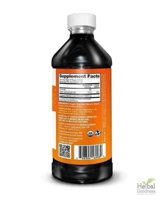 Papaya Leaf Extract - Organic - Liquid - 16oz - Platelets, Digestion & Immunity - Herbal Goodness Liquid Extract Herbal Goodness 