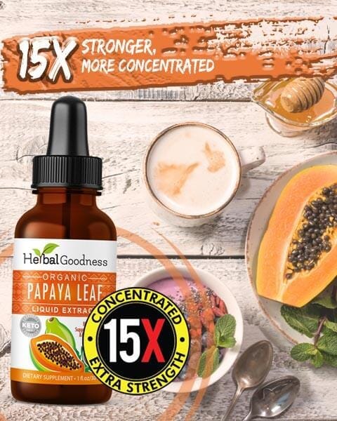 Papaya Leaf Extract - Organic - Liquid 1oz - Blood Platelets, Digestion & Immunity - Herbal Goodness Liquid Extract Herbal Goodness 