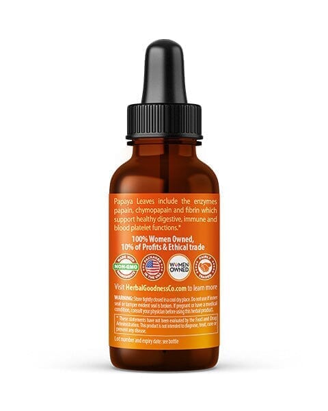 Papaya Leaf Extract - Organic - Liquid 1oz - Blood Platelets, Digestion & Immunity - Herbal Goodness Liquid Extract Herbal Goodness 