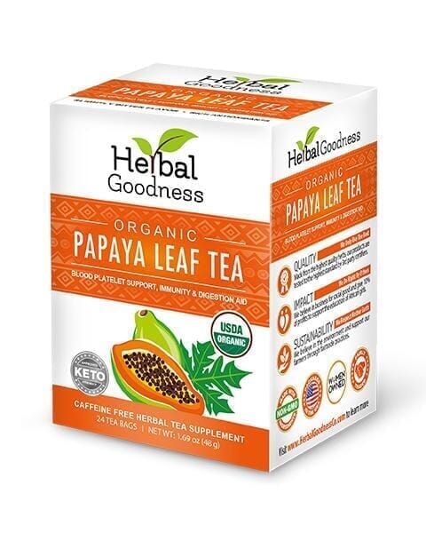 Papaya Leaf Tea - 24/2g Tea bags - Blood Platelets, Digestion & Immunity - Herbal Goodness Tea & Infusions Herbal Goodness Unit 