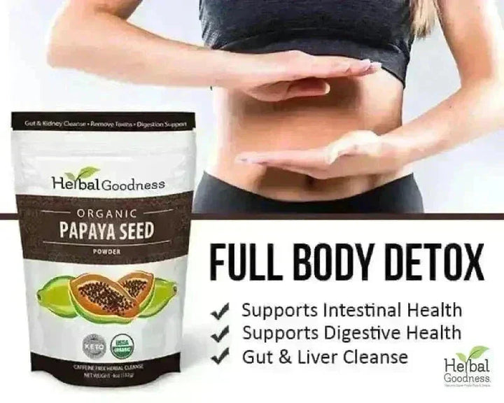 Papaya Seed Powder - Organic 4oz Bag - Colon &amp; Gut Cleanse Powder Herbal Goodness 