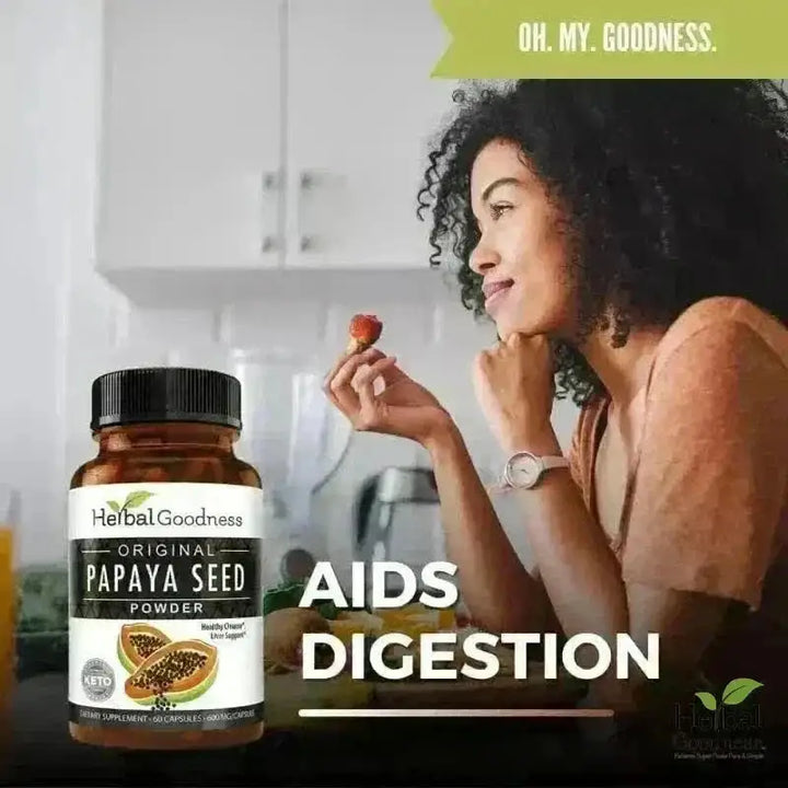 Papaya Seed Powder - 60/600mg Capsules - Gut &amp; Colon Cleanse Capsules Herbal Goodness 