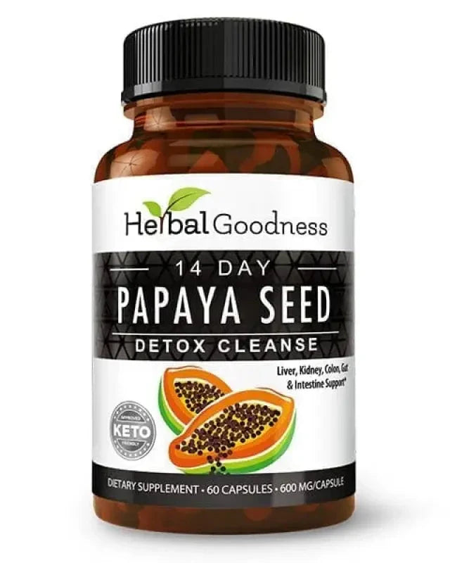 Papaya Seed Powder - 60/600mg Capsules - Gut & Colon Cleanse Capsules Herbal Goodness 