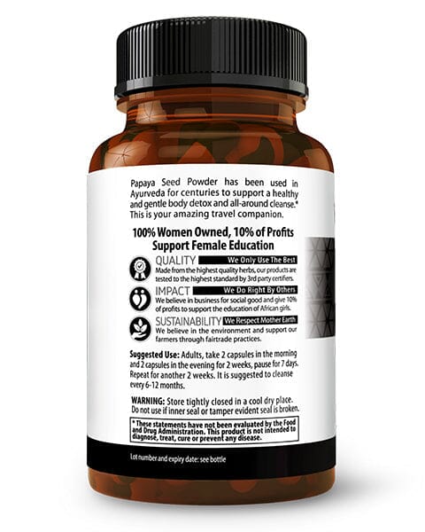 Papaya Seed Powder - Capsules 600mg - Plant-Based Capsules Herbal Goodness 
