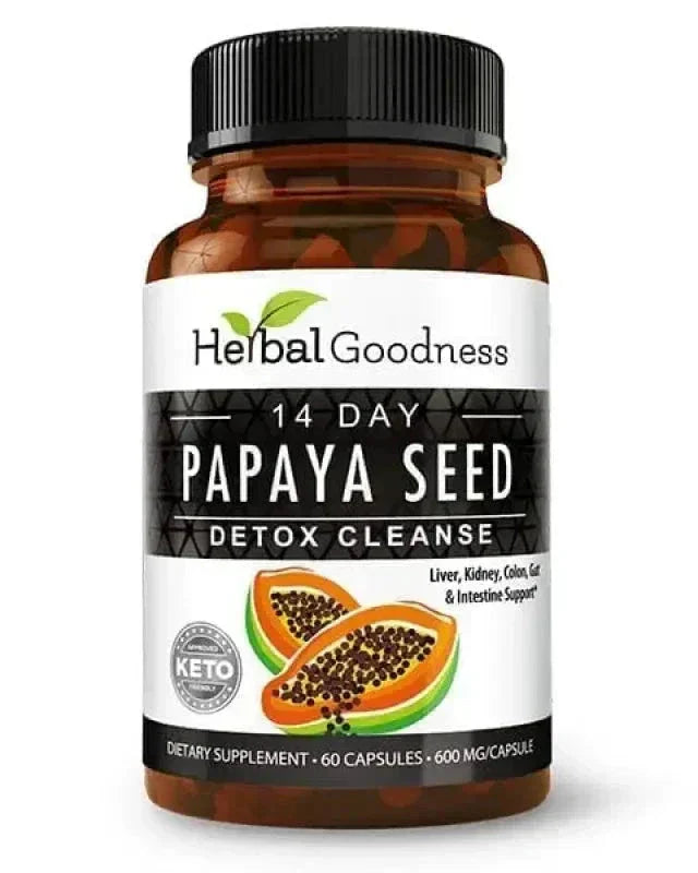 Papaya Seed Powder - 60/600mg Capsules - Gut & Colon Cleanse Capsules Herbal Goodness Unit- 60 Caps 