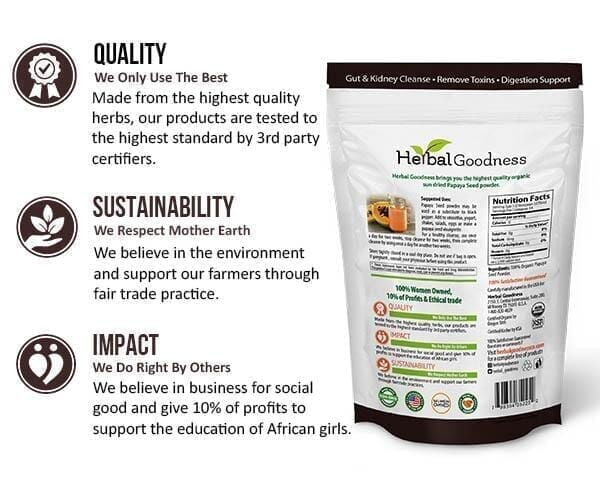 Papaya Seed Powder - Organic 4oz - Detox, Kidney & Digestion - Herbal Goodness Powder Herbal Goodness 