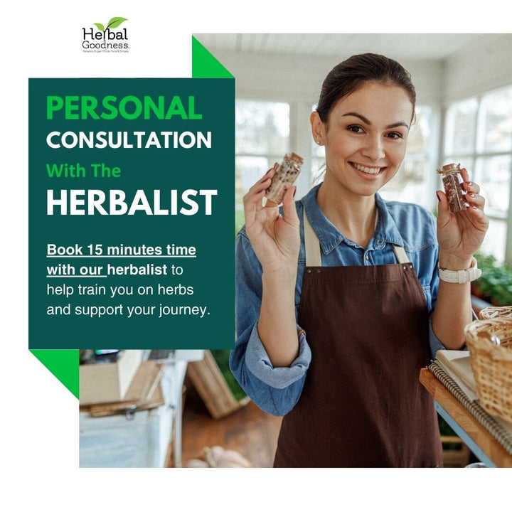 Personal Consultation With The Herbalist Herbal Goodness 15 minutes consultation 