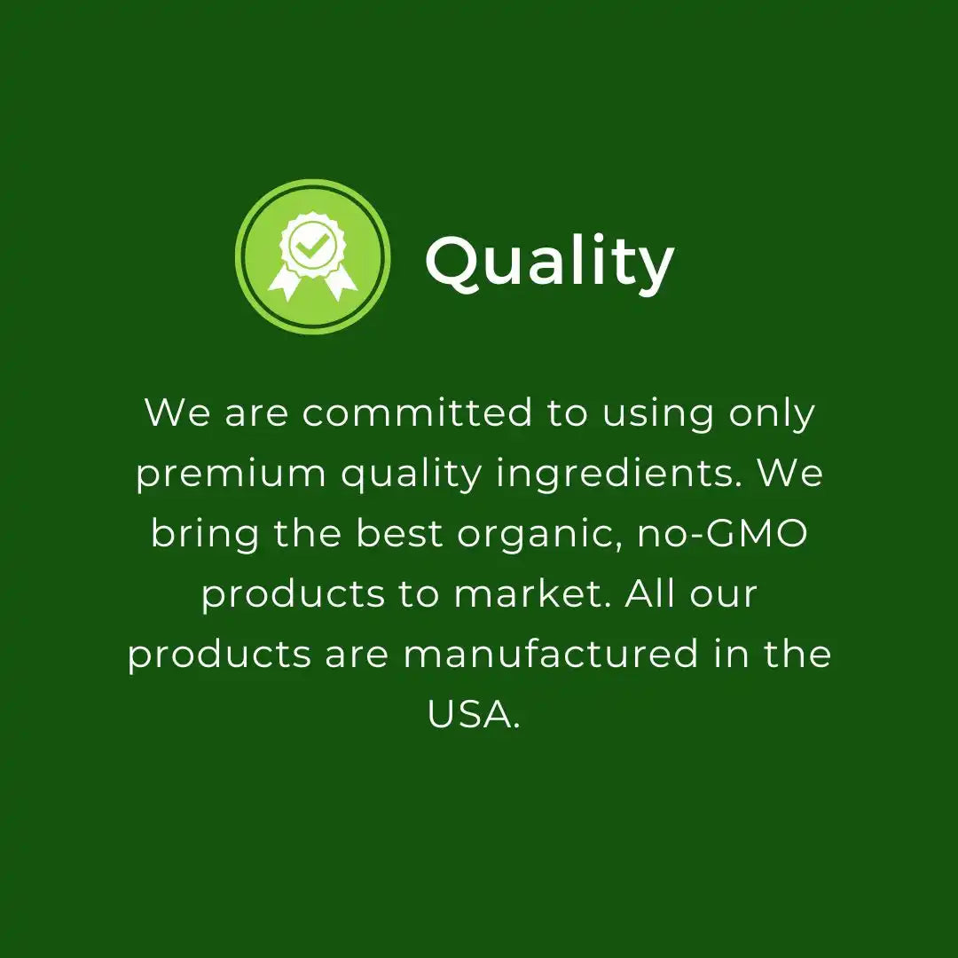 Quality commitment statement with a white checkmark badge icon on a green background.