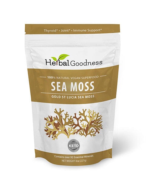Raw Sea Moss - Bulk Herbs - Thyroid, Joint & Immune Support - Herbal Goodness Bulk Herb Herbal Goodness 8 oz Gold 