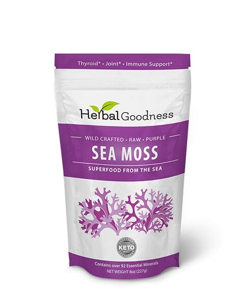 Raw Sea Moss - Bulk Herbs - Thyroid, Joint & Immune Support - Herbal Goodness Bulk Herb Herbal Goodness 8 oz Purple 