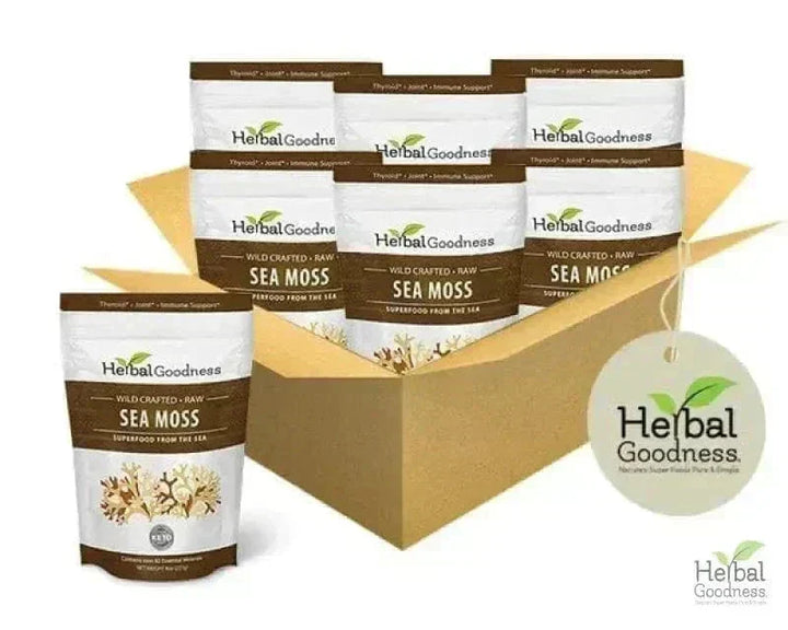 Sea Moss - Raw Dried Gold & Purple St Lucia - Herbal Goodness Bulk Herb Herbal Goodness 8 oz Gold - Case(6) 