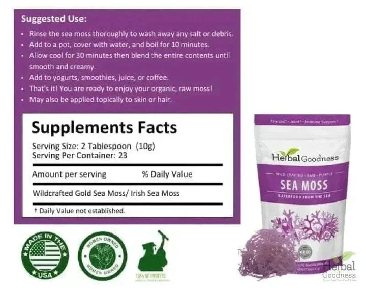 Sea Moss - Raw Dried Gold & Purple St Lucia - Herbal Goodness Bulk Herb Herbal Goodness 
