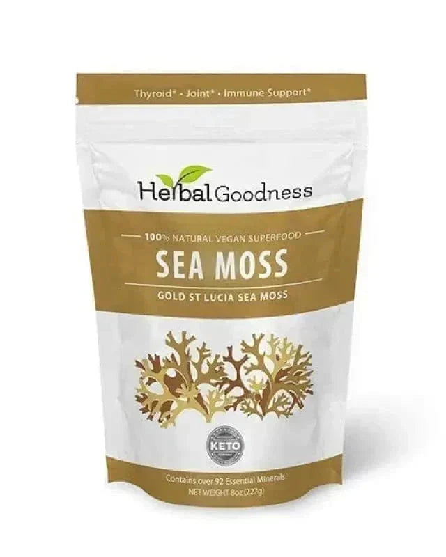 Sea Moss - Raw Dried Gold & Purple St Lucia - Immune Support - Herbal Goodness Bulk Herb Herbal Goodness 8 oz Gold 