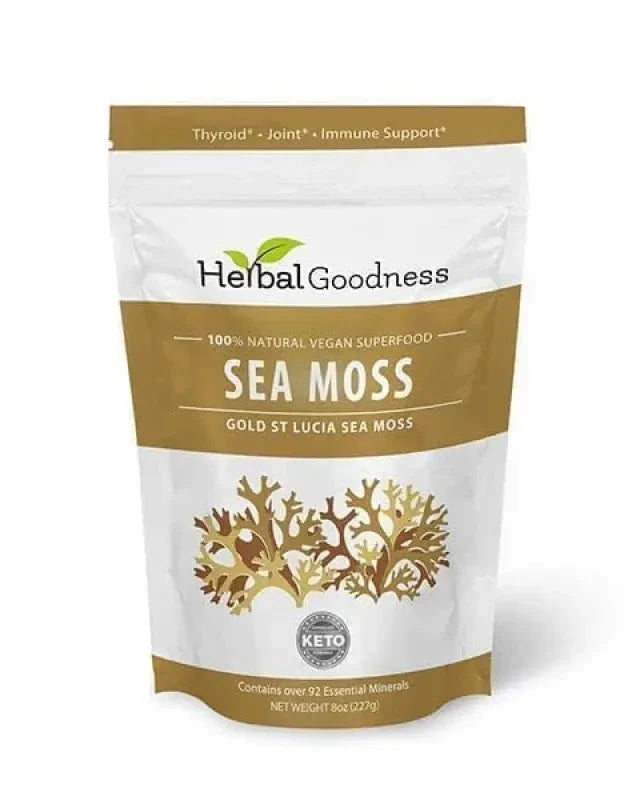 Sea Moss - Raw Dried Gold & Purple St Lucia - Thyroid, Joint & Immune Support - Herbal Goodness Bulk Herb Herbal Goodness 8 oz Gold 