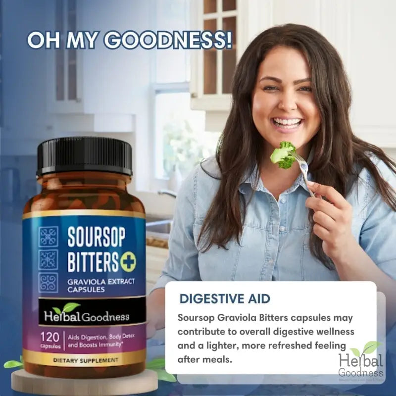 Soursop Bitters Graviola Extract - 120/1000mg Capsules - Immunity &amp; Wellbeing Capsules Herbal Goodness 