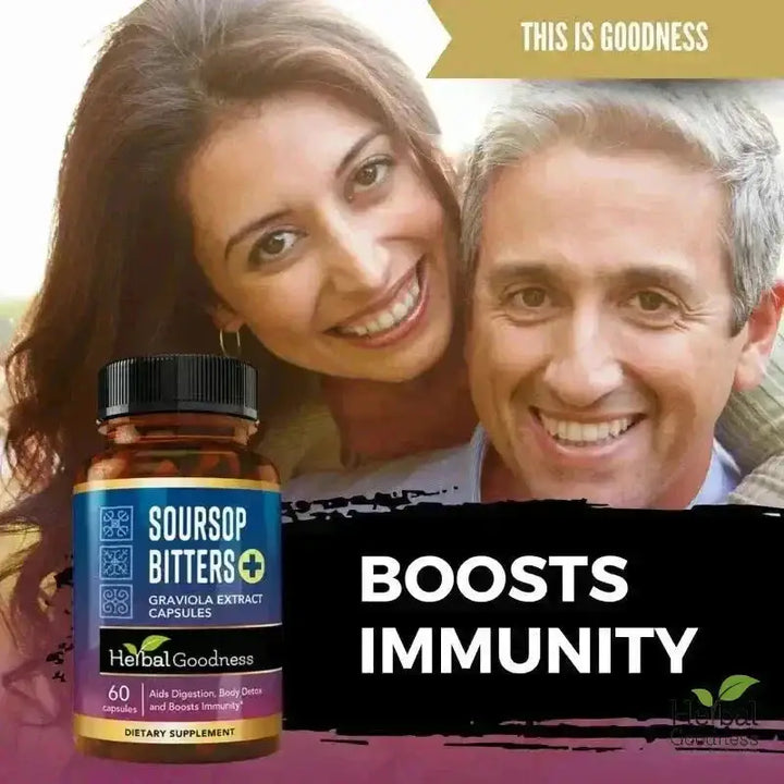 Soursop Bitters Graviola Extract - 120/1000mg Capsules - Immunity &amp; Wellbeing Capsules Herbal Goodness 