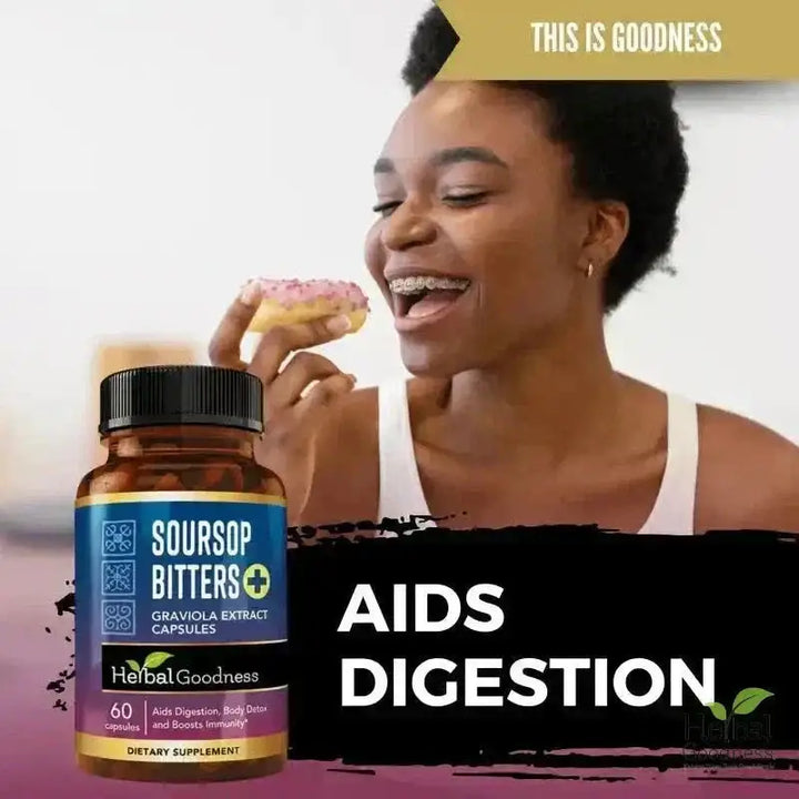 Soursop Bitters Graviola Extract - 120/1000mg Capsules - Immunity &amp; Wellbeing Capsules Herbal Goodness 