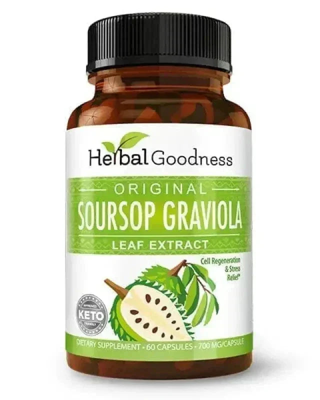 Graviola Soursop Leaf Extract – 10X 60/600mg Capsules - Cell Renew &amp; Immunity Capsules Herbal Goodness Unit 