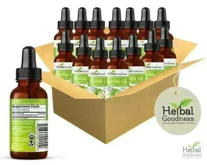 Soursop Leaf Graviola Extract - - Organic 15X Liquid Extract - Cell Renew & Immunity Liquid Extract Herbal Goodness 1oz Case(12) 