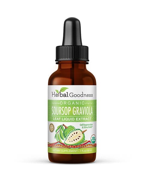 Soursop Leaf Graviola Extract - - Organic 15X Liquid Extract - Cell Renew & Immunity Liquid Extract Herbal Goodness 1oz 