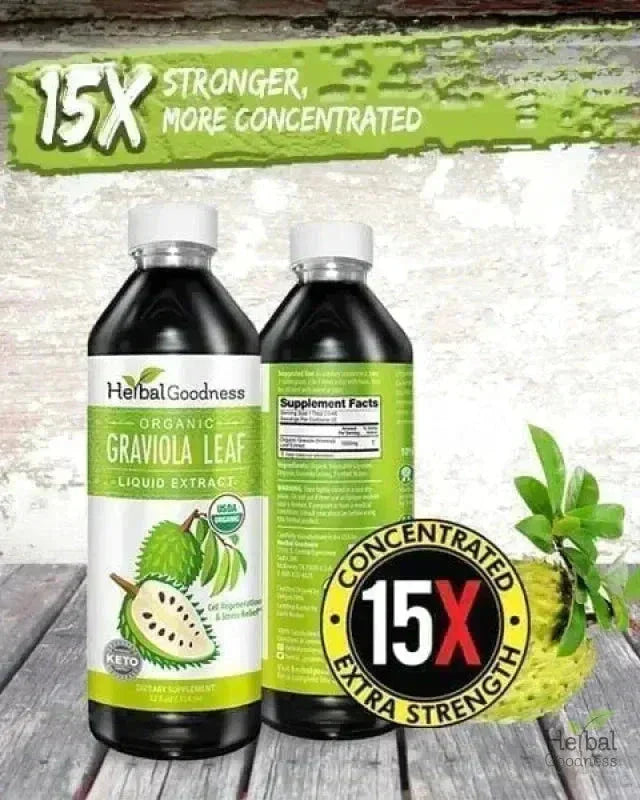 Soursop Leaf Graviola Extract - Organic Liquid - 15X Strength - Herbal Goodness Liquid Extract Herbal Goodness 