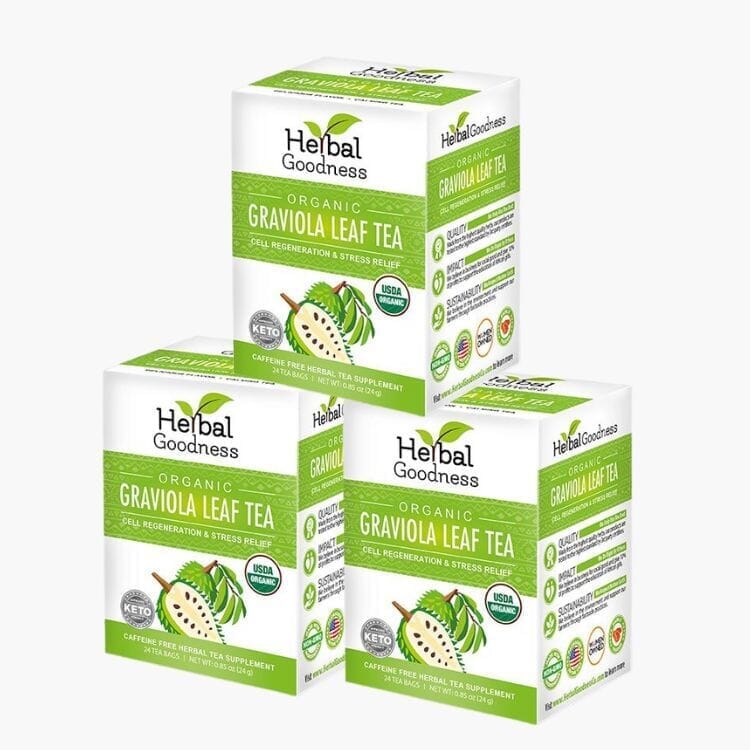Soursop Leaf Tea Graviola Leaves - 100% Organic Tea & Infusions Herbal Goodness Graviola Leaf Tea_Bundle_3packs 
