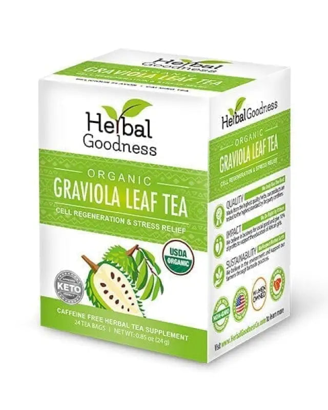 Soursop Leaf Tea Graviola Leaves - Organic 24/2g Tea Bags - Immunity &amp; Cell Renew Tea &amp; Infusions Herbal Goodness Unit 