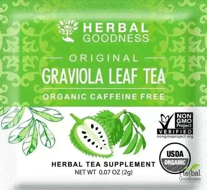 Soursop Leaf Tea Graviola Leaves - Organic 24/2g Tea Bags - Immunity &amp; Cell Renew Tea &amp; Infusions Herbal Goodness 
