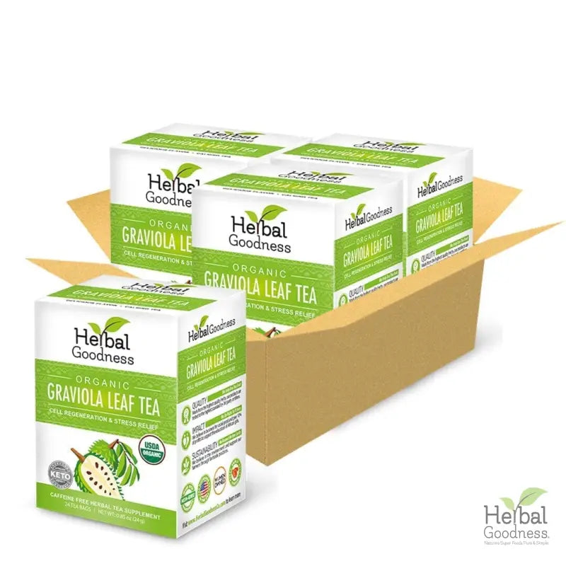 Soursop Leaf Tea Graviola Leaves - Organic 24/2g Tea Bags - Immunity &amp; Cell Renew Tea &amp; Infusions Herbal Goodness 