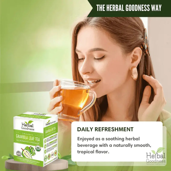 Soursop Leaf Tea Graviola Leaves - Organic 24/2g Tea Bags - Immunity &amp; Cell Renew Tea &amp; Infusions Herbal Goodness 